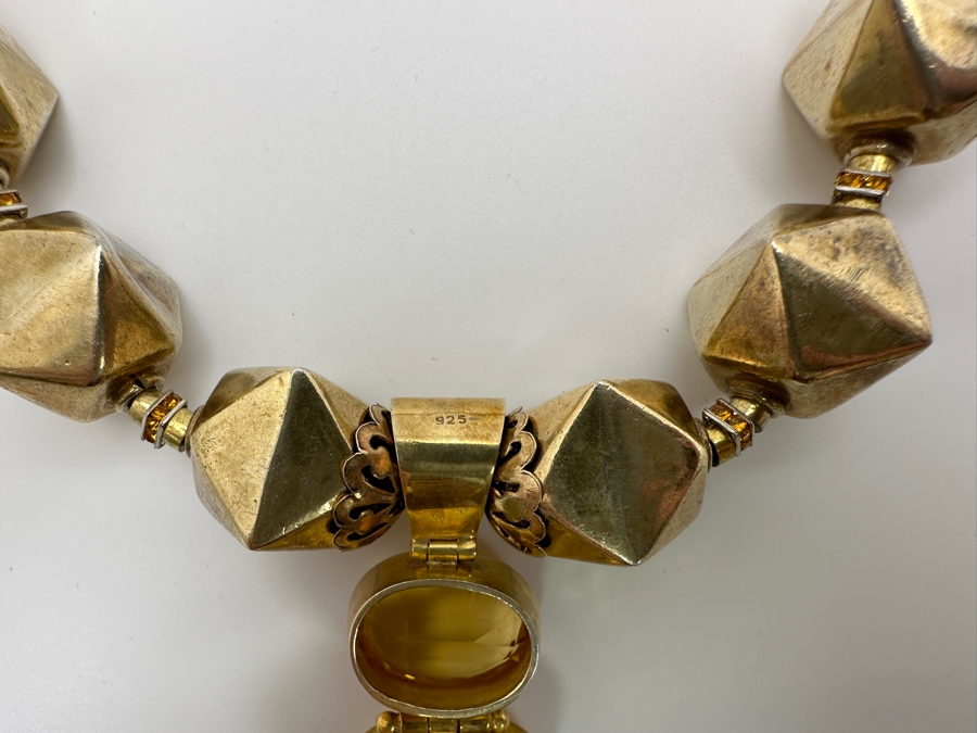 Gold Tone 15' Statement Necklace With Sterling Silver Pendant [Photo 8]