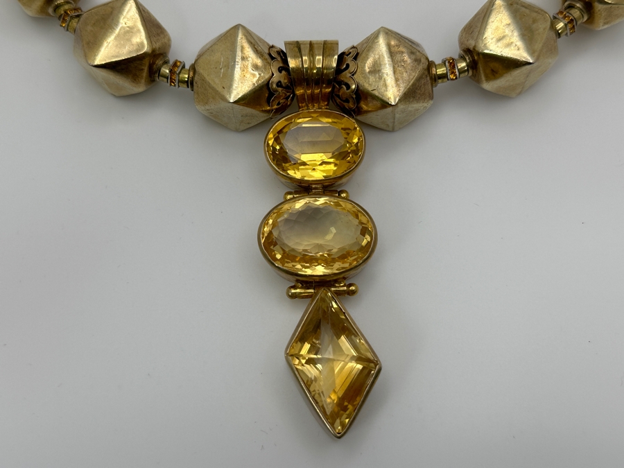 Gold Tone 15' Statement Necklace With Sterling Silver Pendant [Photo 4]