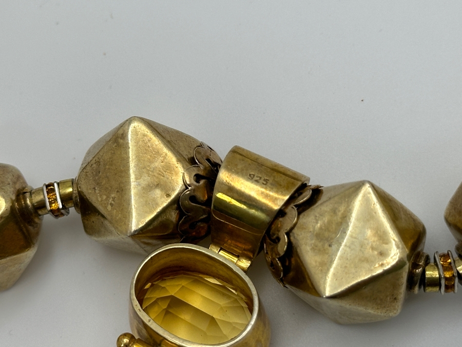 Gold Tone 15' Statement Necklace With Sterling Silver Pendant [Photo 6]