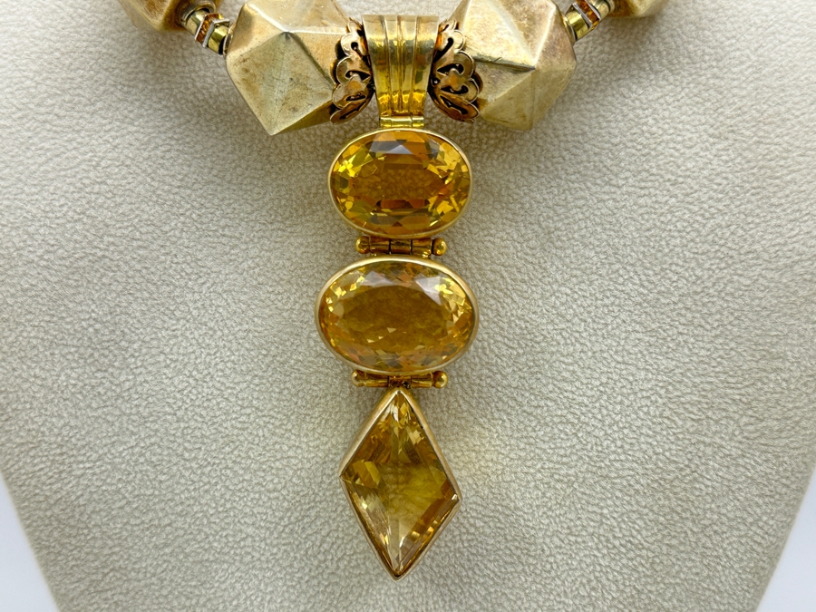 Gold Tone 15' Statement Necklace With Sterling Silver Pendant [Photo 3]