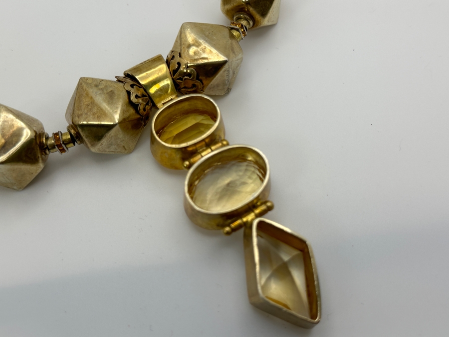 Gold Tone 15' Statement Necklace With Sterling Silver Pendant [Photo 5]