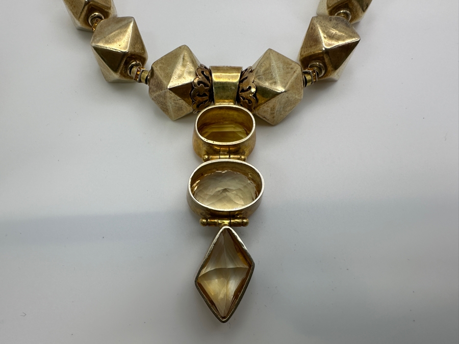 Gold Tone 15' Statement Necklace With Sterling Silver Pendant [Photo 9]