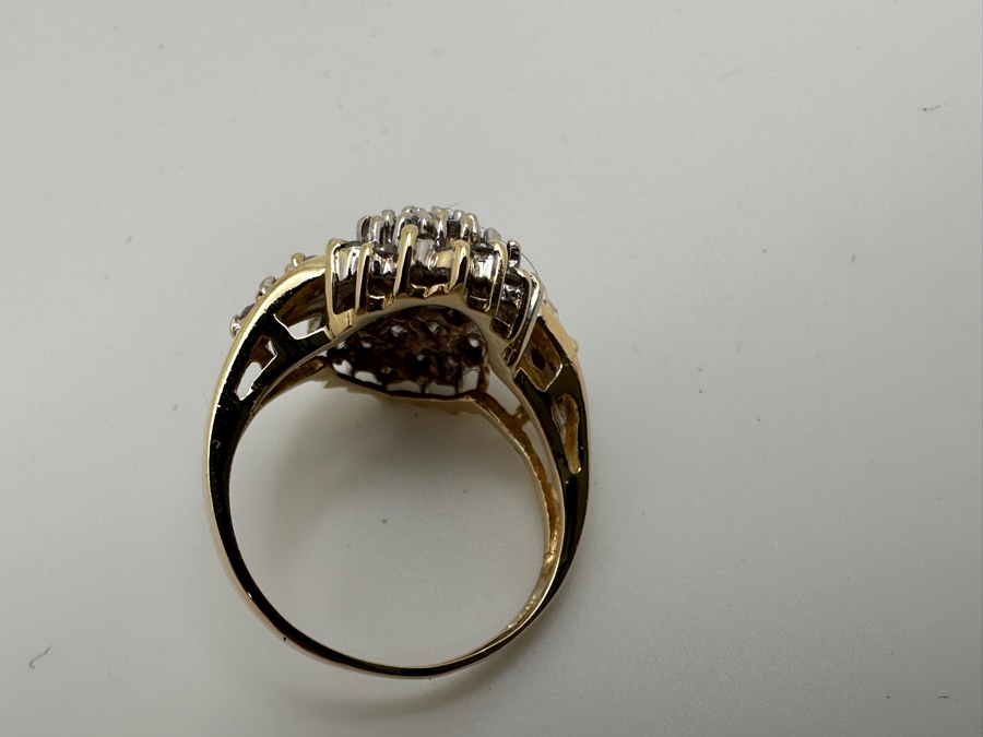 14k Gold Cluster Diamond Ring Set With (44) 1.2-1.5mm Round Diamonds Est. .55-.60cttw Size 4.75 Retails $1,200 [Photo 9]