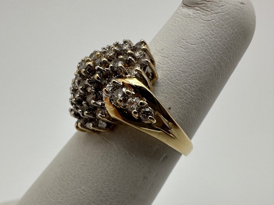 14k Gold Cluster Diamond Ring Set With (44) 1.2-1.5mm Round Diamonds Est. .55-.60cttw Size 4.75 Retails $1,200 [Photo 8]