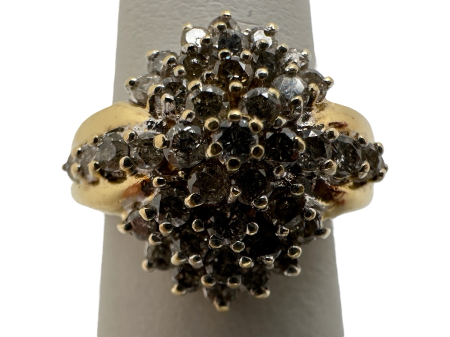 14k Gold Cluster Diamond Ring Set With (44) 1.2-1.5mm Round Diamonds Est. .55-.60cttw Size 4.75 Retails $1,200 [Photo 2]