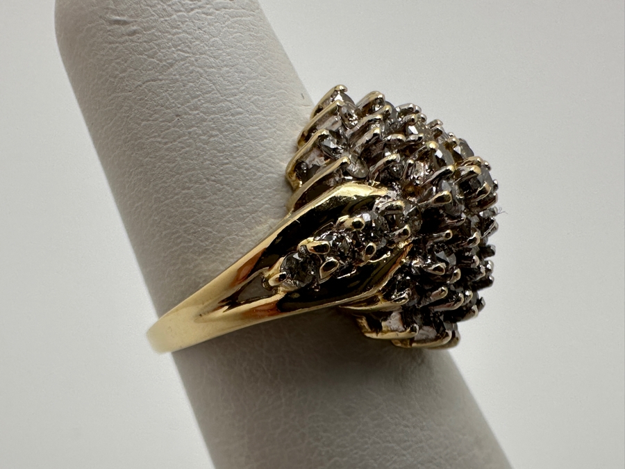 14k Gold Cluster Diamond Ring Set With (44) 1.2-1.5mm Round Diamonds Est. .55-.60cttw Size 4.75 Retails $1,200 [Photo 6]