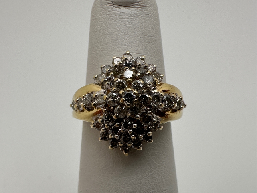 14k Gold Cluster Diamond Ring Set With (44) 1.2-1.5mm Round Diamonds Est. .55-.60cttw Size 4.75 Retails $1,200 [Photo 4]