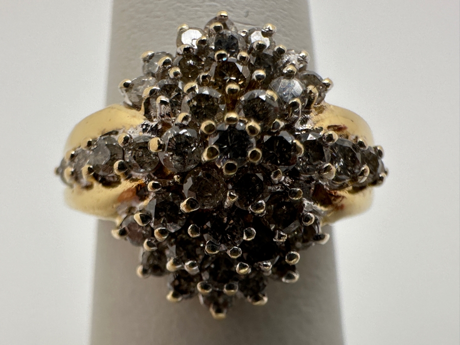14k Gold Cluster Diamond Ring Set With (44) 1.2-1.5mm Round Diamonds Est. .55-.60cttw Size 4.75 Retails $1,200 [Photo 5]