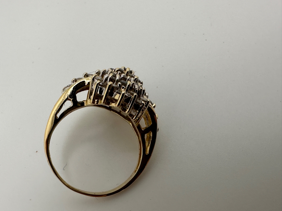 14k Gold Cluster Diamond Ring Set With (44) 1.2-1.5mm Round Diamonds Est. .55-.60cttw Size 4.75 Retails $1,200 [Photo 10]