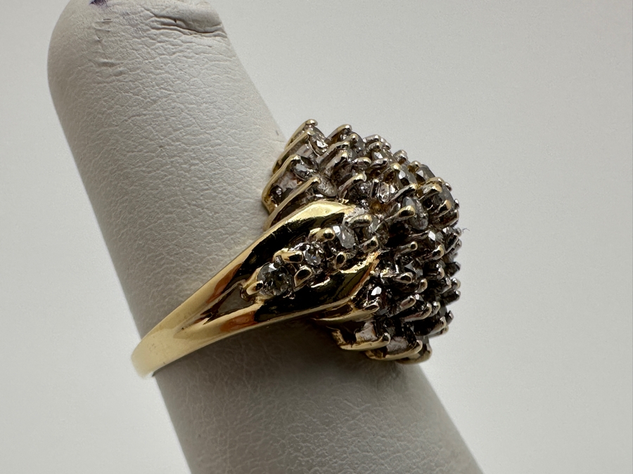 14k Gold Cluster Diamond Ring Set With (44) 1.2-1.5mm Round Diamonds Est. .55-.60cttw Size 4.75 Retails $1,200 [Photo 7]