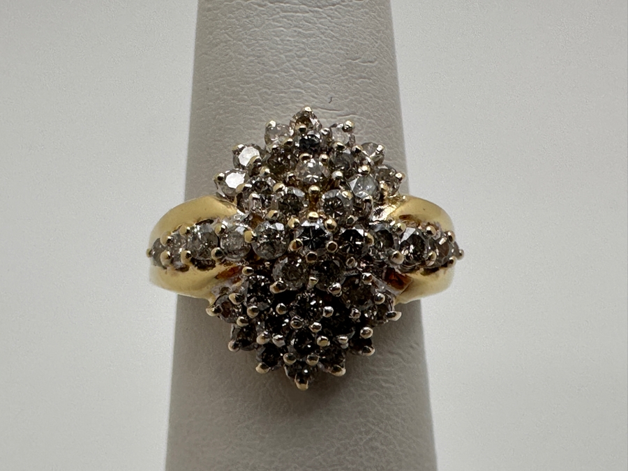 14k Gold Cluster Diamond Ring Set With (44) 1.2-1.5mm Round Diamonds Est. .55-.60cttw Size 4.75 Retails $1,200 [Photo 3]