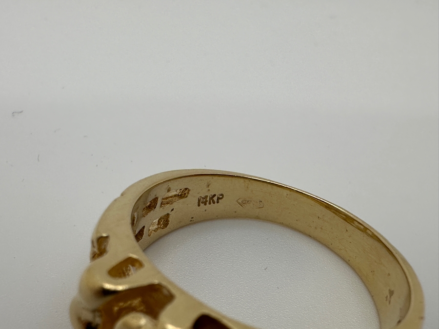 14k Gold Nugget Mens Ring With 4.9mm Round Blue Stone (Possibly Zircon) 9.1g Size 11 Retails $2,200 [Photo 8]