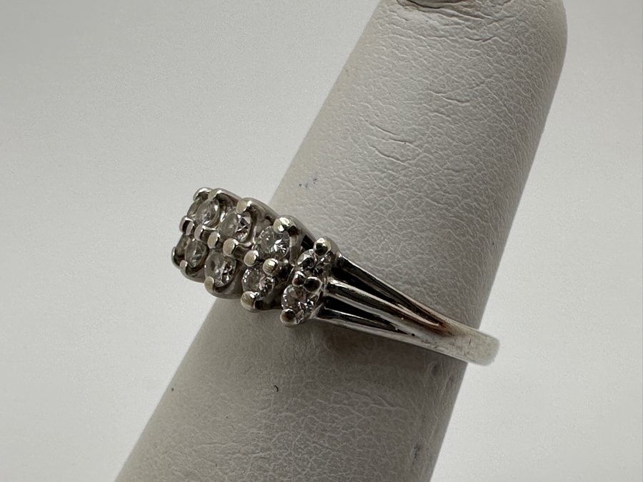 14k Gold Diamond Ring Set With (10) 1.5-2mm Round Brilliant Diamonds Est. .20cttw Size 4.5 2.6g Retails $1,000 [Photo 4]