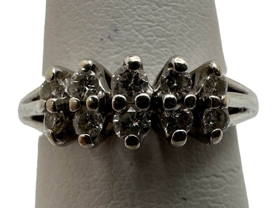 14k Gold Diamond Ring Set With (10) 1.5-2mm Round Brilliant Diamonds Est. .20cttw Size 4.5 2.6g Retails $1,000 [Photo 1]