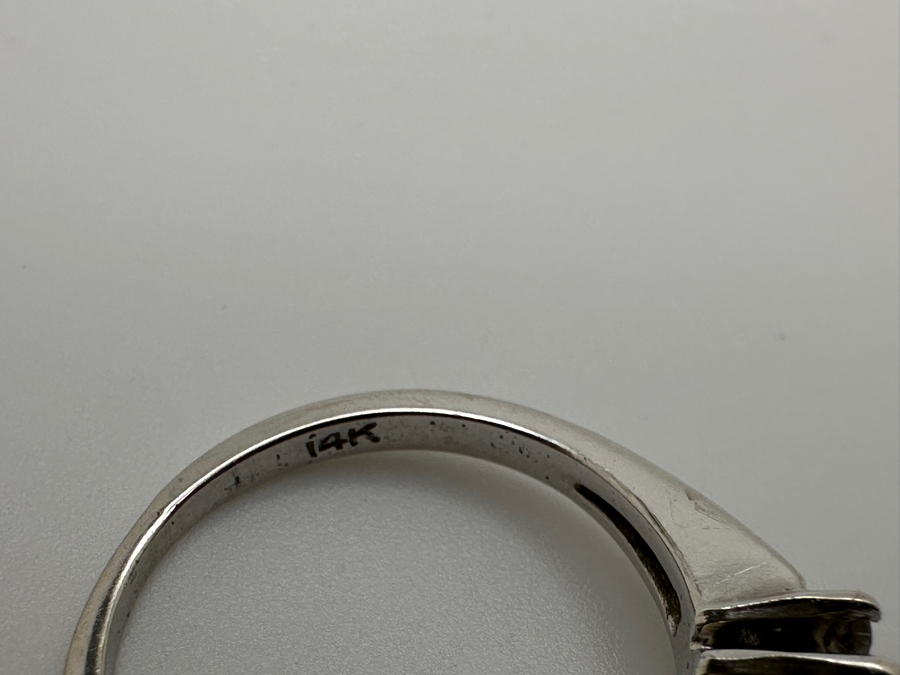 14k Gold Diamond Ring Set With (10) 1.5-2mm Round Brilliant Diamonds Est. .20cttw Size 4.5 2.6g Retails $1,000 [Photo 6]