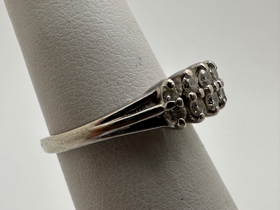14k Gold Diamond Ring Set With (10) 1.5-2mm Round Brilliant Diamonds Est. .20cttw Size 4.5 2.6g Retails $1,000 [Photo 3]