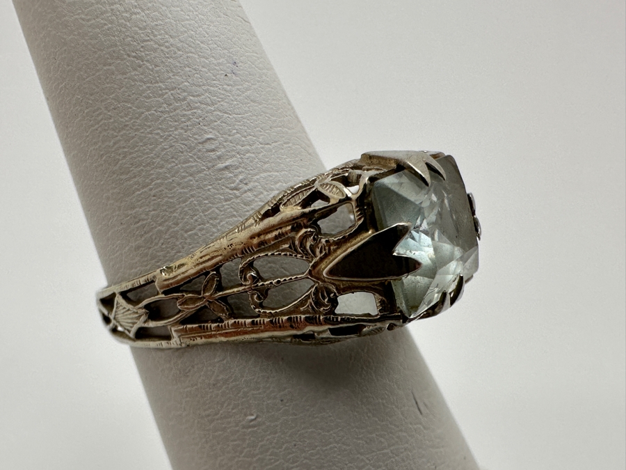 14k Gold 8x6mm Aquamarine Ring Size 6 2.3g Retails $1,000 [Photo 3]