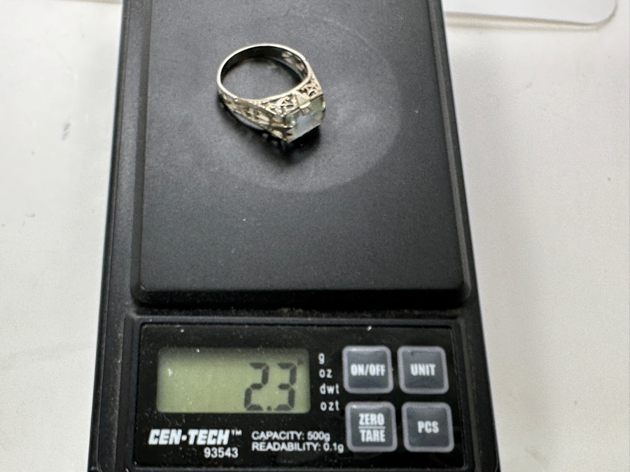 14k Gold 8x6mm Aquamarine Ring Size 6 2.3g Retails $1,000 [Photo 9]