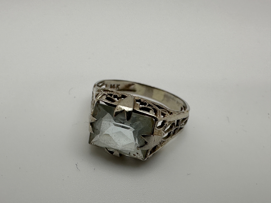 14k Gold 8x6mm Aquamarine Ring Size 6 2.3g Retails $1,000 [Photo 6]