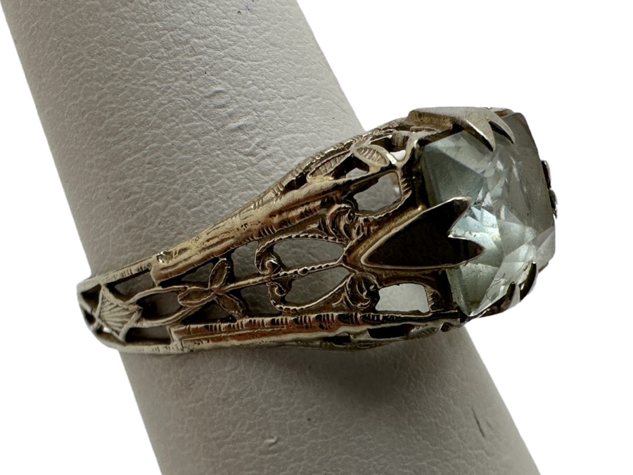 14k Gold 8x6mm Aquamarine Ring Size 6 2.3g Retails $1,000 [Photo 1]