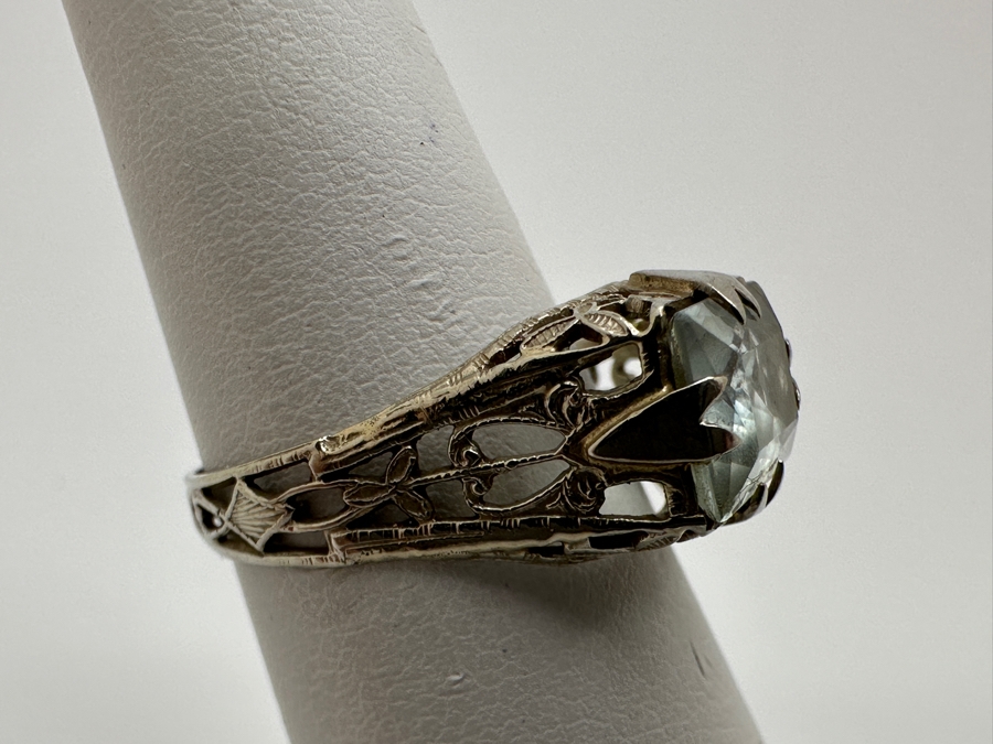 14k Gold 8x6mm Aquamarine Ring Size 6 2.3g Retails $1,000 [Photo 4]
