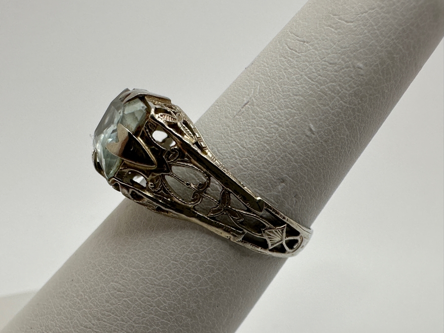 14k Gold 8x6mm Aquamarine Ring Size 6 2.3g Retails $1,000 [Photo 5]