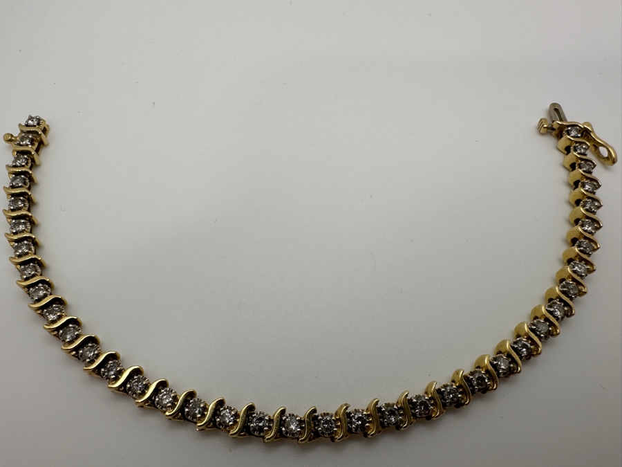 14k Gold 'S' Link Diamond 7' Bracelet Set With (38) 2.25mm Diamonds Est. 1.9cttw 12.5g Retails $5,000 [Photo 3]