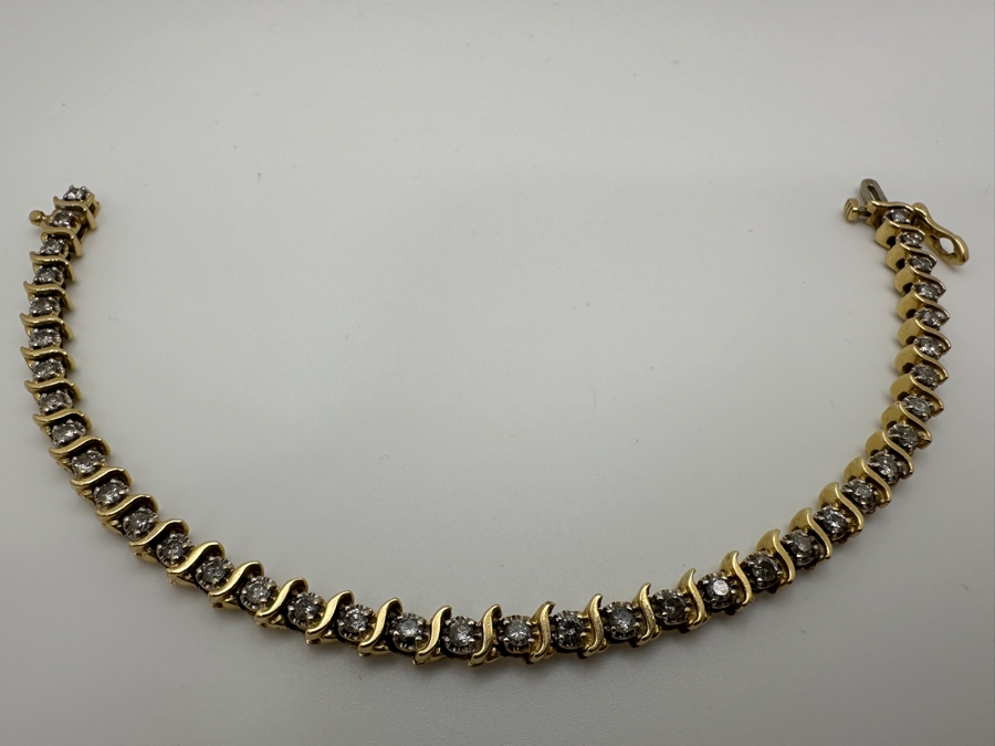 14k Gold 'S' Link Diamond 7' Bracelet Set With (38) 2.25mm Diamonds Est. 1.9cttw 12.5g Retails $5,000 [Photo 2]