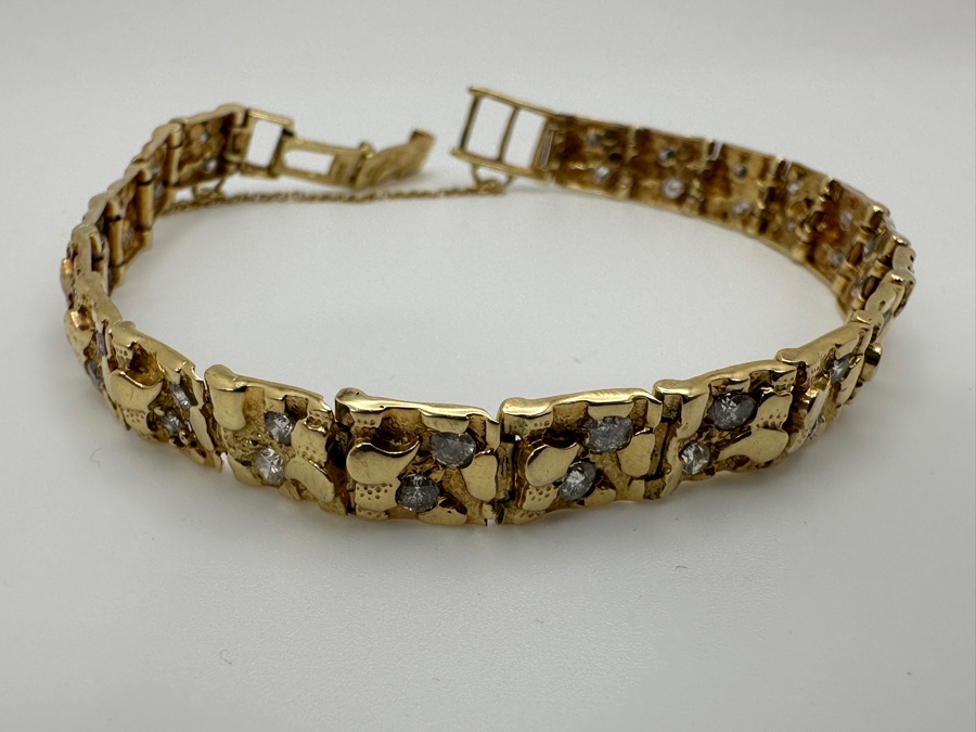 14k Gold Nugget 7' Bracelet Set With (40) 2mm Round Diamonds SI2-I1 Est. 1.60cttw 13.2g Retails $4,400 [Photo 5]