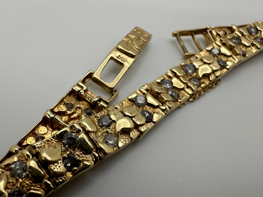 14k Gold Nugget 7' Bracelet Set With (40) 2mm Round Diamonds SI2-I1 Est. 1.60cttw 13.2g Retails $4,400 [Photo 8]