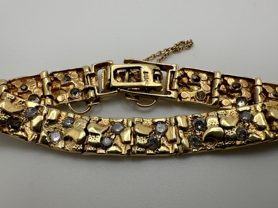 14k Gold Nugget 7' Bracelet Set With (40) 2mm Round Diamonds SI2-I1 Est. 1.60cttw 13.2g Retails $4,400 [Photo 4]