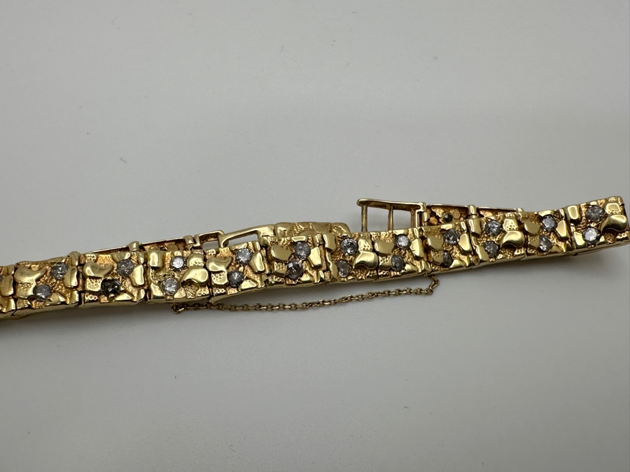 14k Gold Nugget 7' Bracelet Set With (40) 2mm Round Diamonds SI2-I1 Est. 1.60cttw 13.2g Retails $4,400 [Photo 6]