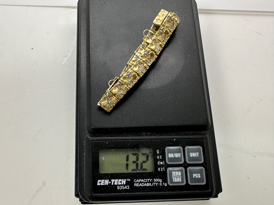 14k Gold Nugget 7' Bracelet Set With (40) 2mm Round Diamonds SI2-I1 Est. 1.60cttw 13.2g Retails $4,400 [Photo 9]