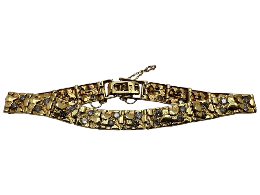 14k Gold Nugget 7' Bracelet Set With (40) 2mm Round Diamonds SI2-I1 Est. 1.60cttw 13.2g Retails $4,400 [Photo 3]