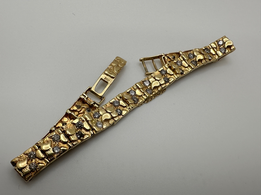 14k Gold Nugget 7' Bracelet Set With (40) 2mm Round Diamonds SI2-I1 Est. 1.60cttw 13.2g Retails $4,400 [Photo 7]