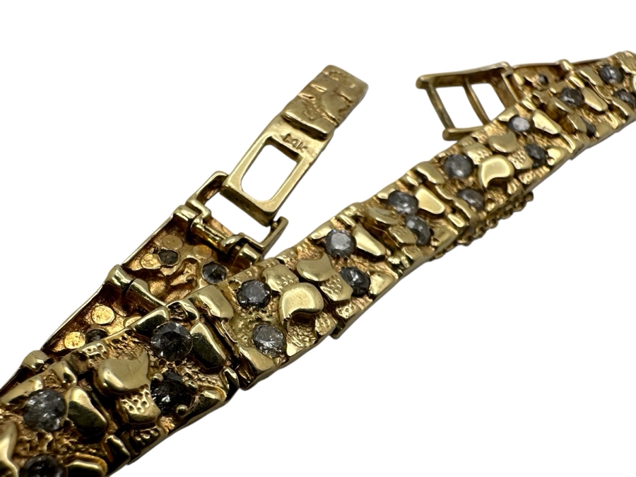 14k Gold Nugget 7' Bracelet Set With (40) 2mm Round Diamonds SI2-I1 Est. 1.60cttw 13.2g Retails $4,400 [Photo 2]
