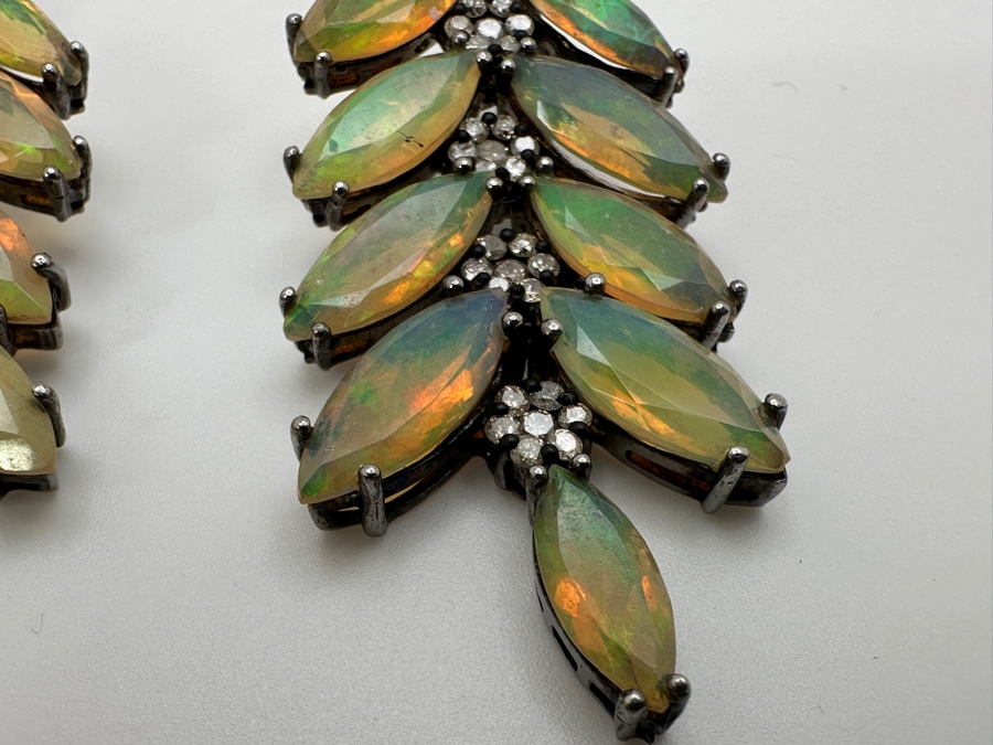 Sterling Silver Earrings With Jelly Opals Set With Diamond Accents Retails $1,800 [Photo 8]