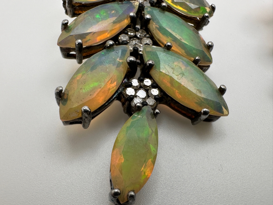Sterling Silver Earrings With Jelly Opals Set With Diamond Accents Retails $1,800 [Photo 3]