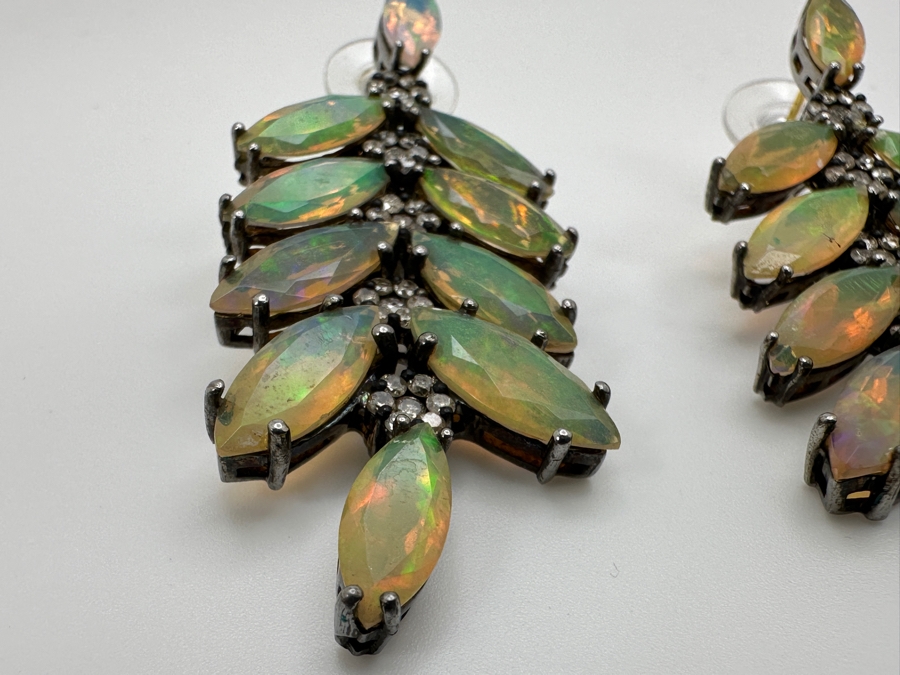 Sterling Silver Earrings With Jelly Opals Set With Diamond Accents Retails $1,800 [Photo 9]