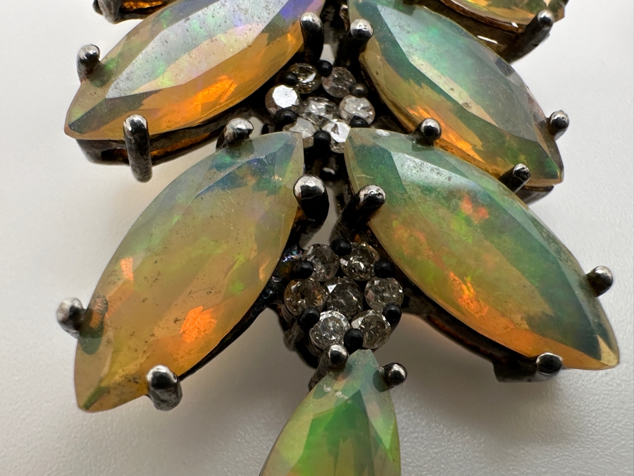 Sterling Silver Earrings With Jelly Opals Set With Diamond Accents Retails $1,800 [Photo 4]