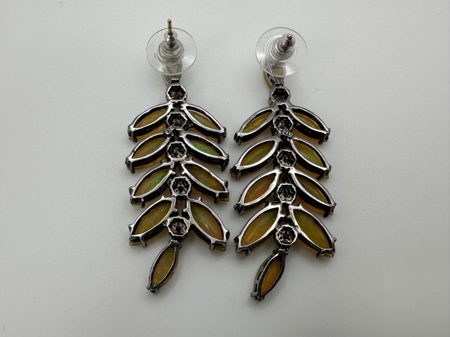 Sterling Silver Earrings With Jelly Opals Set With Diamond Accents Retails $1,800 [Photo 10]