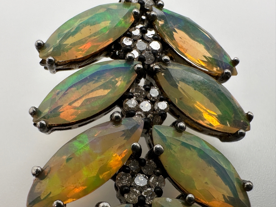 Sterling Silver Earrings With Jelly Opals Set With Diamond Accents Retails $1,800 [Photo 5]