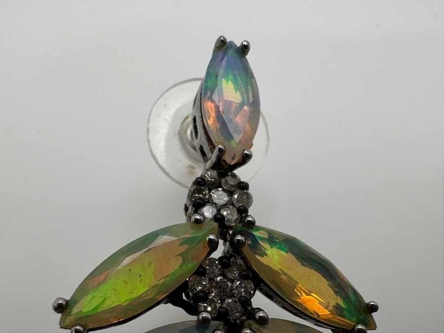 Sterling Silver Earrings With Jelly Opals Set With Diamond Accents Retails $1,800 [Photo 6]