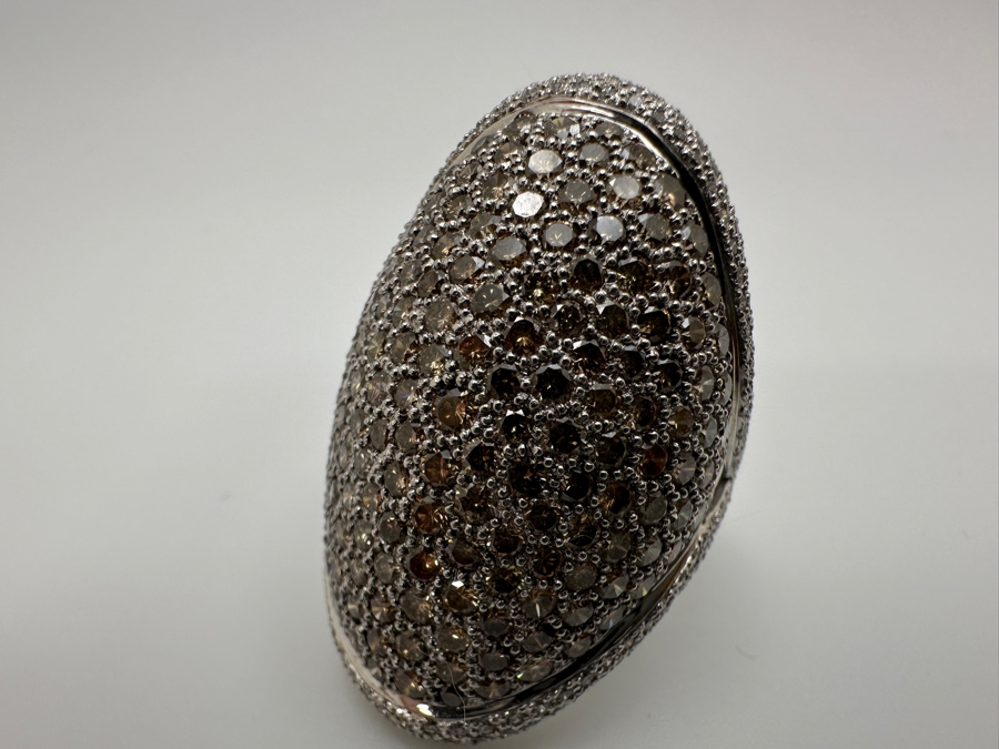 Stunning 18k Gold Ring Set With (138) Cognac Diamonds & (260) White Diamonds 18.8g Est. Cttw 7.06 Size 8.5 Retails $16,000 - Watch Video On Detail Page [Photo 10]