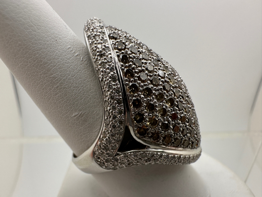 Stunning 18k Gold Ring Set With (138) Cognac Diamonds & (260) White Diamonds 18.8g Est. Cttw 7.06 Size 8.5 Retails $16,000 - Watch Video On Detail Page [Photo 7]