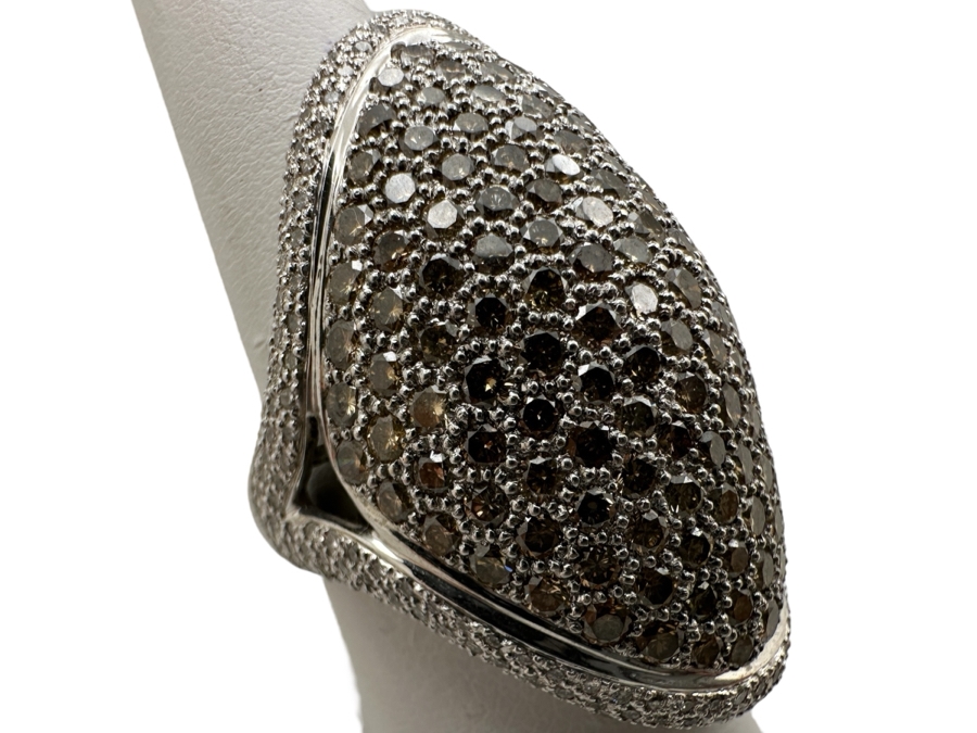 Stunning 18k Gold Ring Set With (138) Cognac Diamonds & (260) White Diamonds 18.8g Est. Cttw 7.06 Size 8.5 Retails $16,000 - Watch Video On Detail Page [Photo 2]