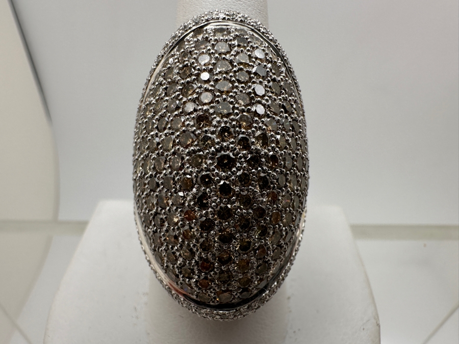 Stunning 18k Gold Ring Set With (138) Cognac Diamonds & (260) White Diamonds 18.8g Est. Cttw 7.06 Size 8.5 Retails $16,000 - Watch Video On Detail Page [Photo 4]