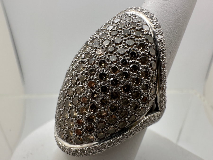 Stunning 18k Gold Ring Set With (138) Cognac Diamonds & (260) White Diamonds 18.8g Est. Cttw 7.06 Size 8.5 Retails $16,000 - Watch Video On Detail Page [Photo 9]