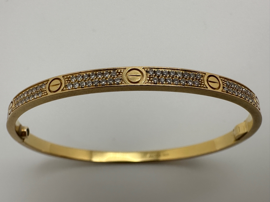 18k Gold Bracelet With (180) 1mm Round Brilliant Diamonds 2 3/8'W 15.9g Retails $7,500 [Photo 4]