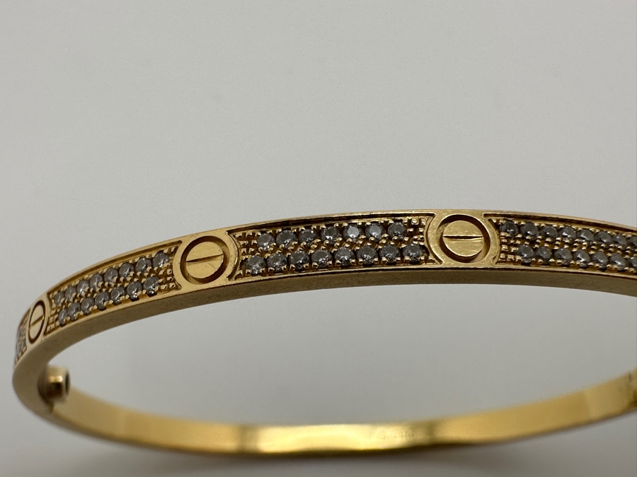 18k Gold Bracelet With (180) 1mm Round Brilliant Diamonds 2 3/8'W 15.9g Retails $7,500 [Photo 5]